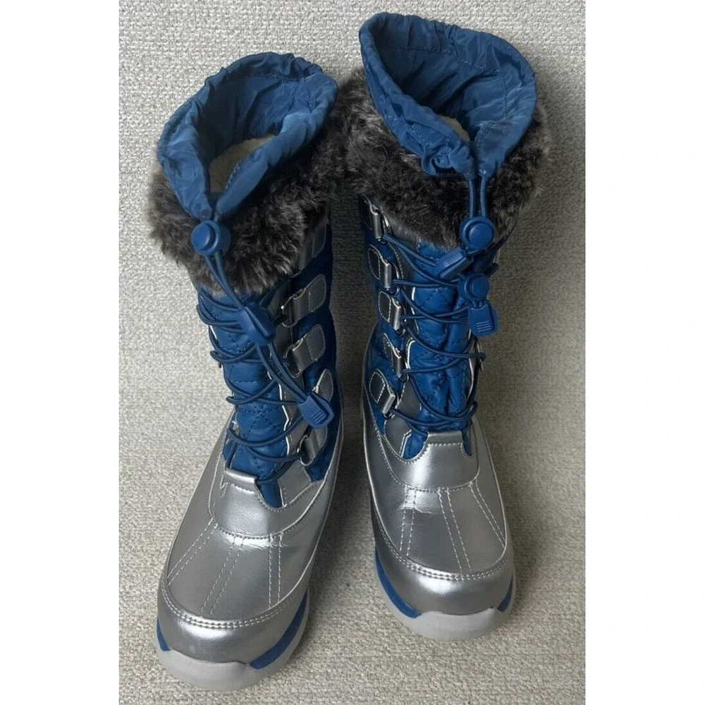 Lands End Boots Youth 487526 Hillary Tall Snow Winter 1M‎ Suede Faux Fur Black